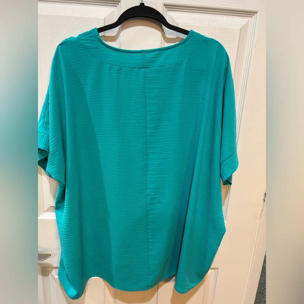 Set of 2 Zenana Airflow Coral and Teal V-Neck Blouses - Picture 8 of 8